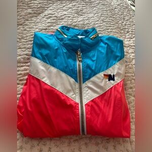 Aviator Nation Blue and Coral Pink Windbreaker Jacket